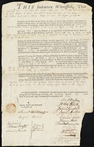 Jeremiah Gray indentured to apprentice with Jonathan Rawson of Braintree