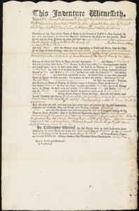 John Lane indentured to apprentice with Jacob Taylor of Dunstable