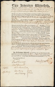 Benjamin Harley indentured to apprentice with John Brewer of Boston