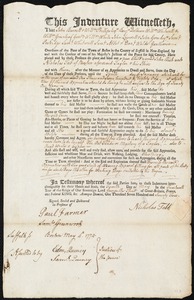 John Aish indentured to apprentice with Nicholas Tabb [Tab] of Boston