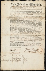 Sarah Draper indentured to apprentice with John Druitt of Boston