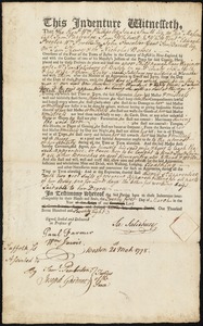 Mary Waginor indentured to apprentice with Samuel Salisbury of Boston/Worcester