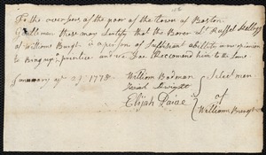 Samuel Delarue indentured to apprentice with Russell Kellogg of Williamsburg