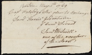 Samuel Harris indentured to apprentice with Jesse Joy of Norwich