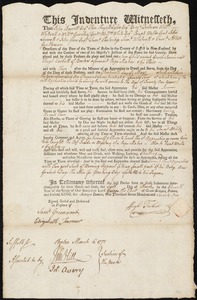 Enoch Jarvis indentured to apprentice with Hugh Tarbett of Boston