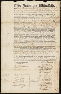 Elizabeth Gray indentured to apprentice with Samuel Gardner of Milton