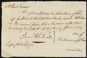 Peter Walker indentured to apprentice with Samuel Buck of Murrayfield
