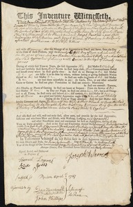 Joseph Ranstead indentured to apprentice with Joseph Warren of Roxbury