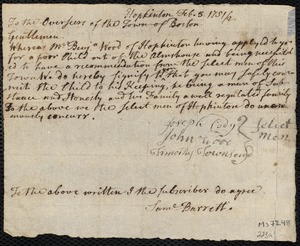 Ann Newton indentured to apprentice with Benjamin Wood of Hopkinton