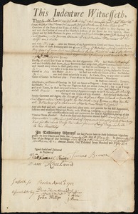 Josiah Wheeler indentured to apprentice with James Brown of Boston
