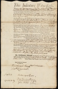 William Curtis indentured to apprentice with Joseph Winchester of Brookline