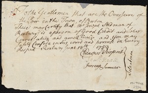 Martha Smith indentured to apprentice with Joseph Stedman of Roxbury