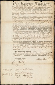Elizabeth Carroll indentured to apprentice with Andrew Eliot of Boston