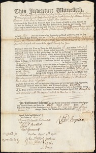 Oliver Merrick indentured to apprentice with Richard Boynton of Boston