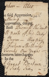 Samuel Myrick indentured to apprentice with Elisha Deane [Doane] of Wellfleet