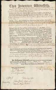 Benjamin Champney indentured to apprentice with Thomas Emmons of Boston