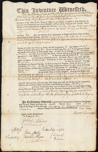 Patrick Welch indentured to apprentice with Samuel Emmons of Boston