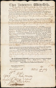 Elizabeth Jones indentured to apprentice with Hezediah Coley of Boston