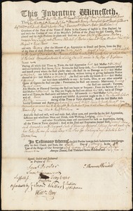 Jane Taylor indentured to apprentice with Thomas Wendell of Boston