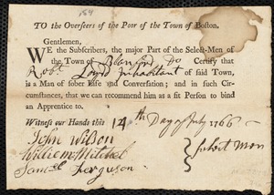 Katharine Murphy indentured to apprentice with Robert Loydd [Loyd] of Blandford