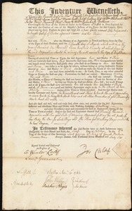 Elizabeth [Eliza] Lyniard indentured to apprentice with Joseph Calef of Boston