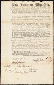Sarah Sprague indentured to apprentice with Edward Jackson of Boston