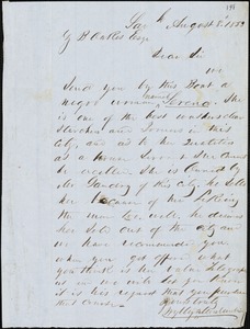 Wylly &amp; Montmollin, Savannah, Ga., manuscript letter signed to Ziba B. Oakes, 8 August 1853