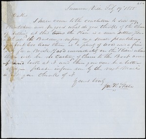 J.R. Stall, Summerville, S.C., autograph letter signed to Ziba B. Oakes, 19 February 1855