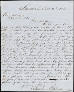 Scranton Johnston &amp; Co., Savannah, Ga., autograph letter signed to Ziba B. Oakes, 16 November 1854