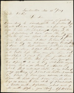 A. J. McElveen, Sumterville, S.C., autograph letter signed to Ziba B. Oakes, 18 November 1854