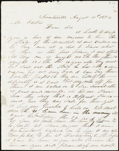 A. J. McElveen, Sumterville, S.C., autograph letter signed to Ziba B. Oakes, 10 August 1854
