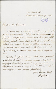 A. H. Bean, New York, autograph letter signed to R. W. Griswold, 29 January 1857