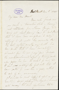 Emma Catherine (Manley) Embury, West Point, NY., autograph letter signed to Mary Elizabeth Hewitt, 3 August 1850