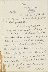 James Thomas Fields, Boston, MA., autograph letter signed to R. W. Griswold, 12 November 1855