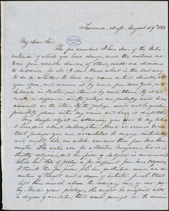 Henry F. Harrington, Lawrence, MA., autograph letter signed to R. W. Griswold, 29 August 1851?