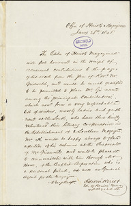 Edwin Heriot, Heriot&#39;s Magazine, 48 Broad St., autograph letter signed to R. W. Griswold, 28 January 1846