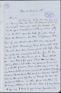 William Henry Huntington, Norwich., autograph letter signed, 10 March