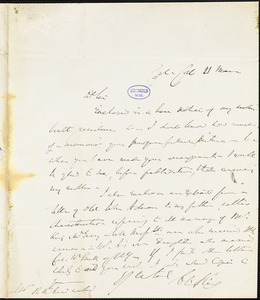 Charles King, Col[umbia] Coll[ege]., autograph letter signed to R. W. Griswold, 11 March [?]