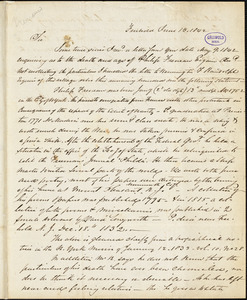 William Lloyd, Freehold, NJ., autograph letter signed to James Mease, 13 June 1842