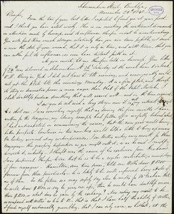 John Henry Mancur, Schermerhorn St. Brooklyn., autograph letter signed to [R. W. Griswold], 28 November 1842