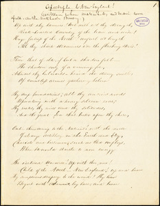 John Neal manuscript poem, [1842]: &quot;Apostrophe to New England.&quot;