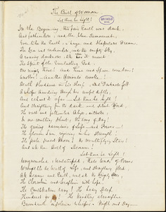 John Neal manuscript poem, 1843: &quot;The Birth of Woman.&quot;