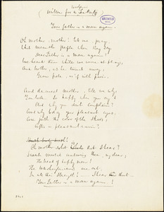 John Neal manuscript poem, 1843: &quot;Your father is a man again.&quot;