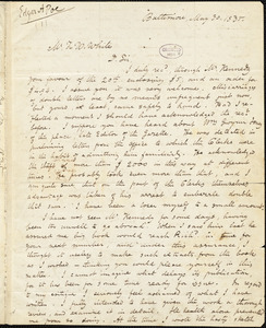 Edgar Allan Poe, Baltimore, MD., autograph letter signed to Thomas W. White, 30 May 1835