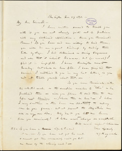 Henry Jarvis Raymond, Burlington, VT., autograph letter signed to R. W. Griswold, 29 November 1838