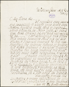 Mrs. Mary (Howard) Schoolcraft, Washington, DC., autograph letter signed to R. W. Griswold, 27 September 1854