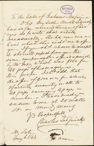 Charles Sedgwick, New York, autograph letter signed to Editor of Graham&#39;s Magazine, 6 May 1843