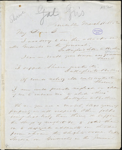 Thomas H. Shreve, Louisville, (KY), autograph letter signed to William D. Gallagher, 11 March 1852