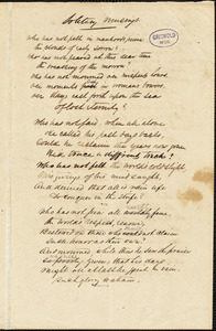 John Turner Sargent Sullivan manuscript poem, 18 May 1841: &quot;Solitary Musings.&quot;