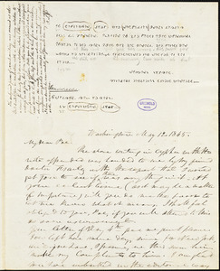 Frederick William Thomas, Washington, DC., autograph letter signed to Edgar Allan Poe, 12 May 1845